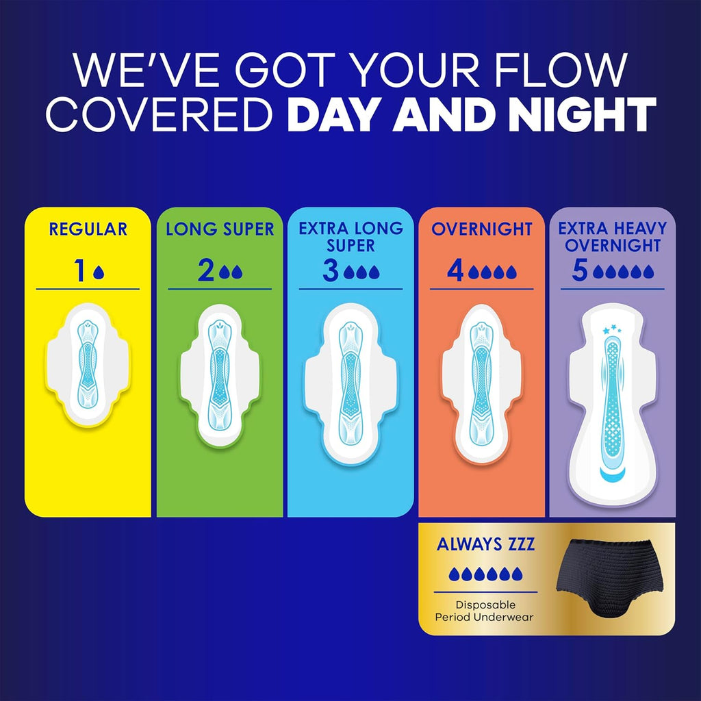 Always Maxi Overnight Pads with Wings for Women, Size 5, Extra Heavy Overnight Absorbency, Unscented, 36 Count