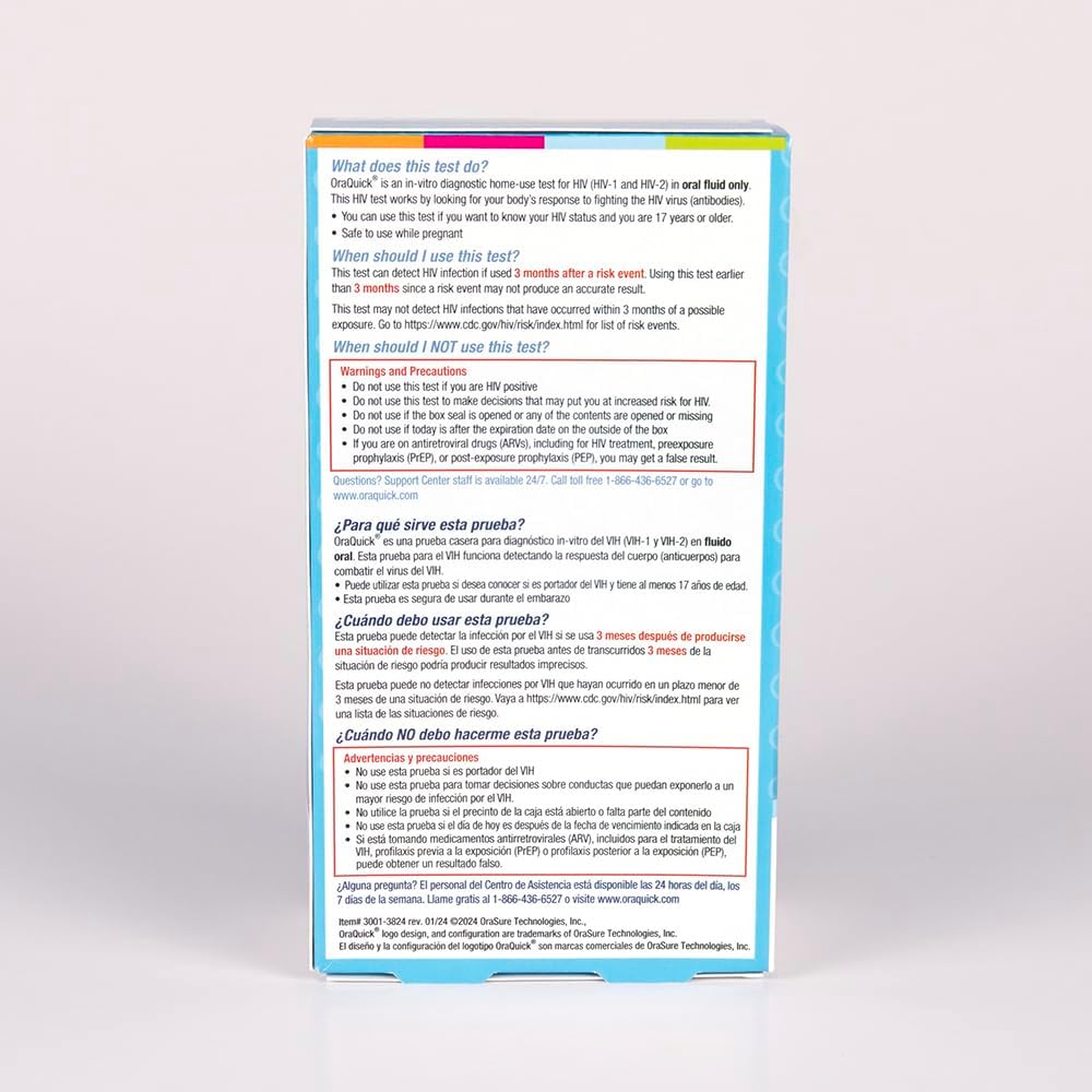OraQuick® HIV Self-Test, Oral Fluid Rapid HIV Test for HIV-1 & HIV-2 Detection, Quick & Easy Pain Free Home Testing Kit with Results in 20 Minutes, Ages 14+, 6ct Case