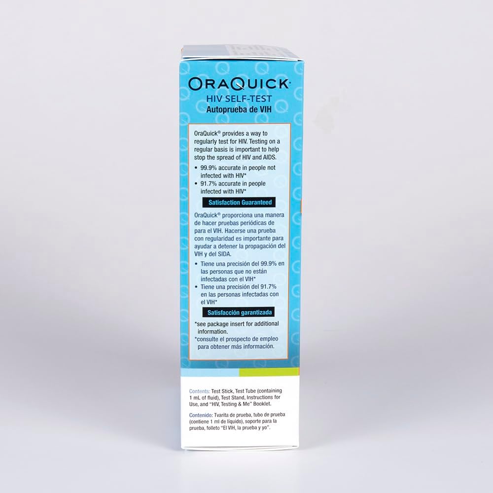 OraQuick® HIV Self-Test, Oral Fluid Rapid HIV Test for HIV-1 & HIV-2 Detection, Quick & Easy Pain Free Home Testing Kit with Results in 20 Minutes, Ages 14+, 6ct Case