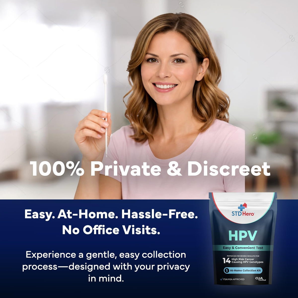 STD Hero at-Home HPV & Oral HPV Test Bundle – Easy Private Screening Kit for Men & Women, Discreet at-Home Use