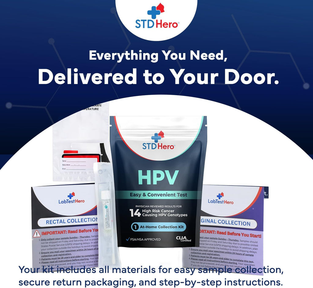 STD Hero at-Home HPV & Oral HPV Test Bundle – Easy Private Screening Kit for Men & Women, Discreet at-Home Use