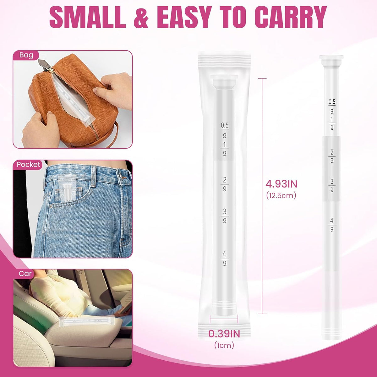 100 PACK Disposable Vaginal Suppository Applicator for Women, Fits Most Lubricants Creams Gels Pills Tablet Suppositories, Threaded End, Soft & Small Tip, with Dosage Markings, Individually Wrapped