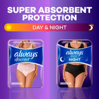 Always Discreet Adult Diapers for Women, Incontinence Underwear, Postpartum Essentials, Disposable Briefs, Max Absorbency, Bladder Leak Protection, Large, 28ct