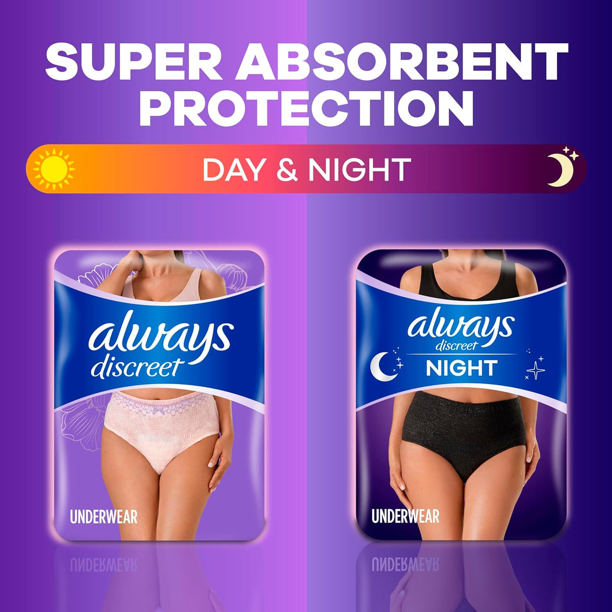 Always Discreet Adult Diapers for Women, Incontinence Underwear, Postpartum Essentials, Disposable Briefs, Max Absorbency, Bladder Leak Protection, Large, 28ct