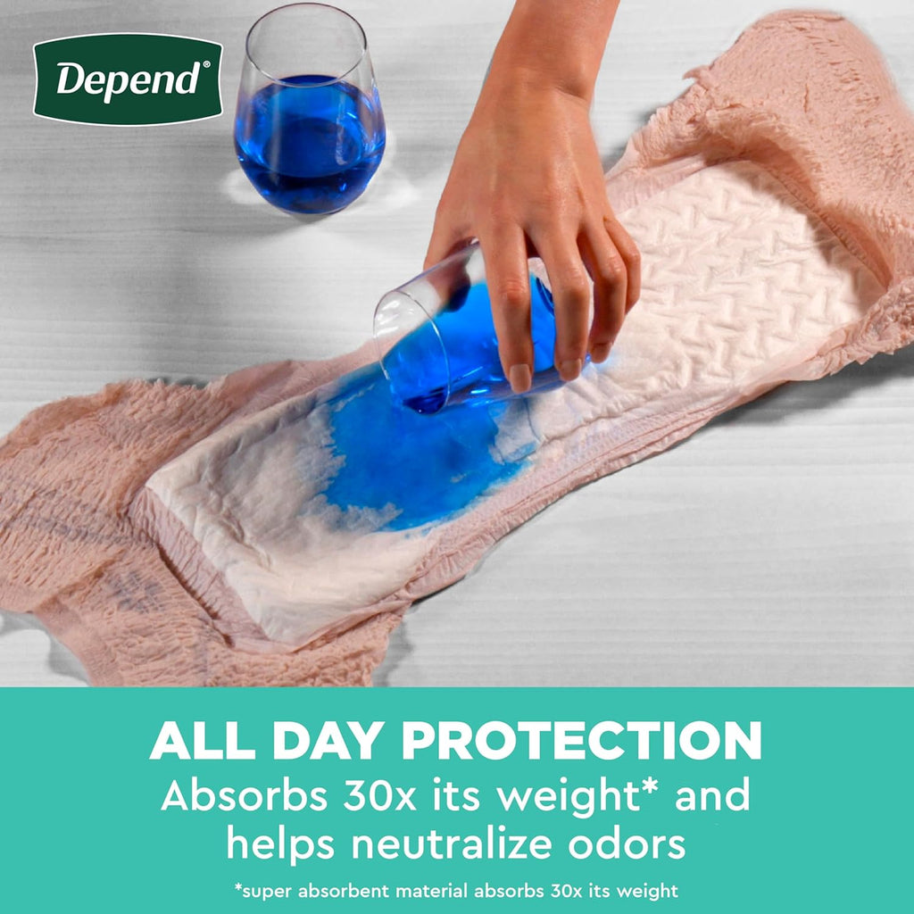 Depend Fresh Protection Adult Diapers, Incontinence & Postpartum Bladder Leak Underwear for Women, Disposable, Maximum, Medium, Blush, 76 Count (2 Packs of 38), Packaging May Vary