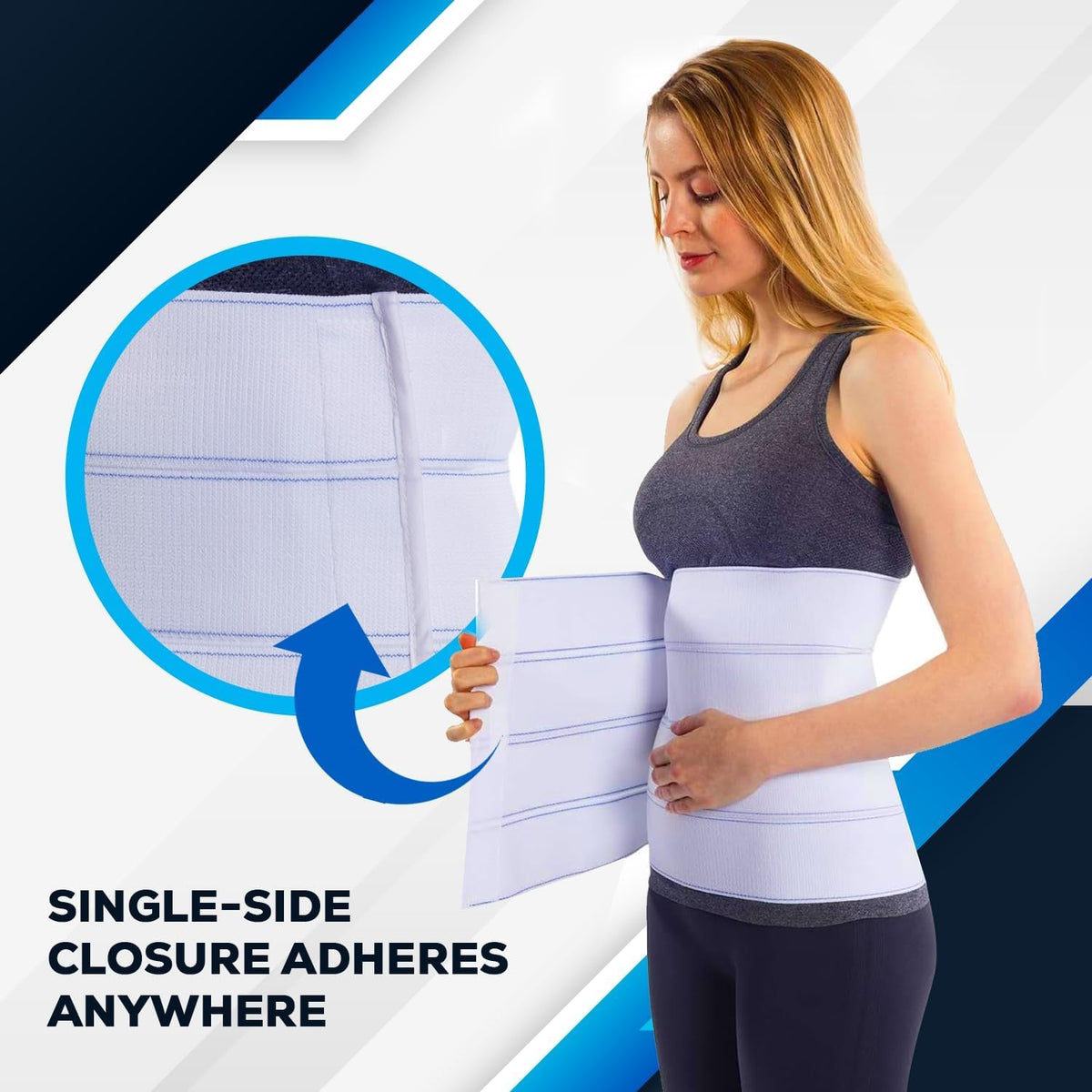 NYOrtho Abdominal Binder 9" 3-Panel - Unisex Post-Surgery Compression Support Belt for Men and Women - Abdominal Wrap for Hernia, Back Pain, Muscle Strain - Latex-Free - Made in USA (60"-75")