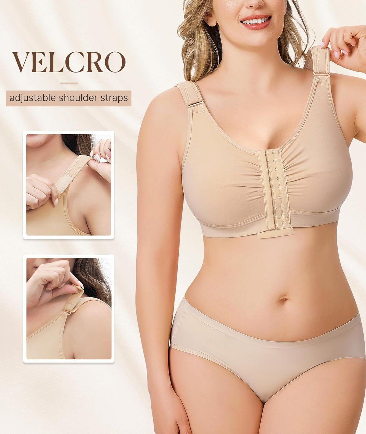 BRABIC Post Surgery Front Closure Bras for Women Full Coverage Compression Mastectomy Wireless Bra with Adjustable Straps