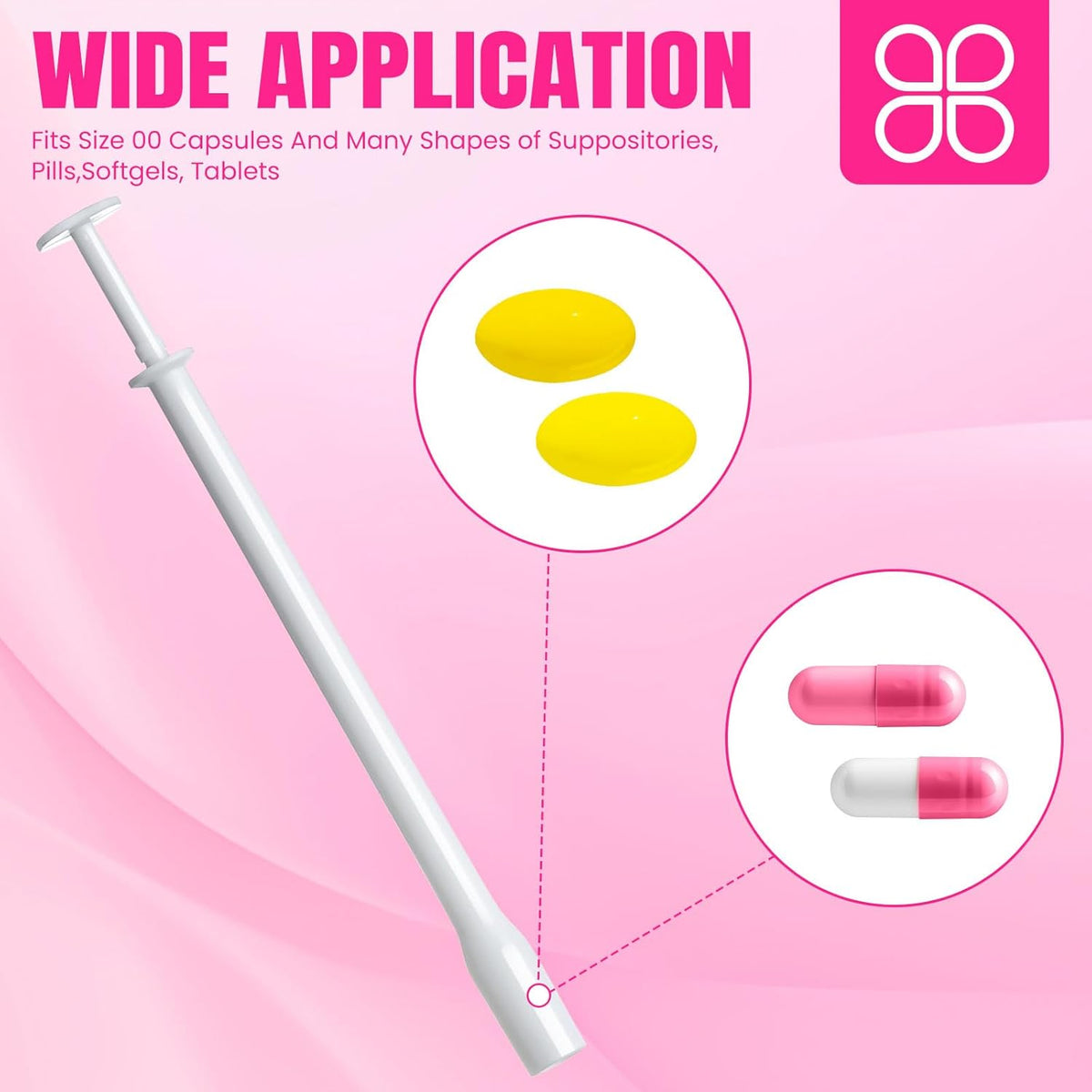 TENKAIWICK 30 Pack Disposable Vaginal Suppository Applicator for Women, Vaginal Applicator fits Size 0/00 Cap-Sules and Most Pills, Tablet Suppositories, Individually Wrapped