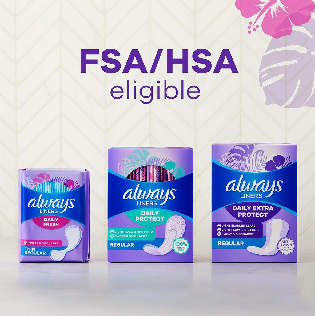 Always Panty Liners for Women Daily Liners, Regular Absorbency, Unscented, 216 Count
