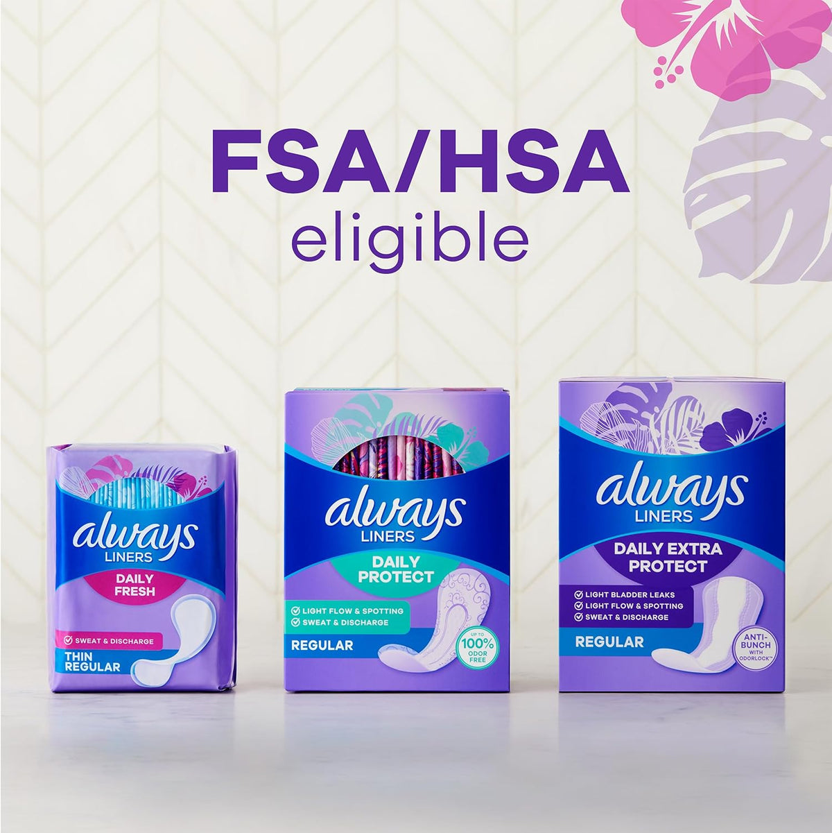Always Panty Liners for Women Daily Liners, Regular Absorbency, Unscented, 216 Count