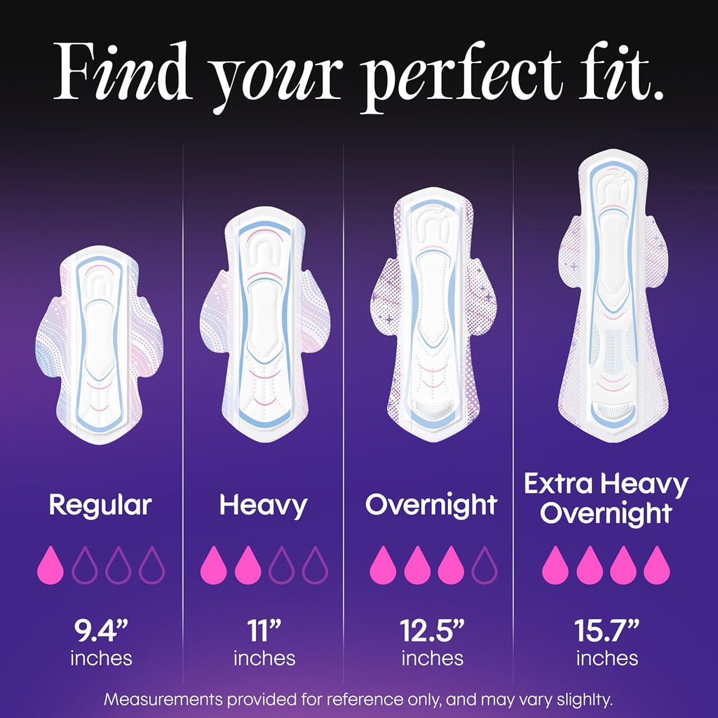 Kotex Ultra Thin Overnight Pads with Wings, Heavy Absorbency, 36 Count (Packaging May Vary)