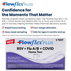 Flowflex Plus RSV + Flu A/B + COVID Home Test, 4-in-1 Home Test Kit, Rapid Results in 15 Minutes, OTC At-Home Antigen Test for Adults & Children (1 Test)