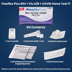 Flowflex Plus RSV + Flu A/B + COVID Home Test, 4-in-1 Home Test Kit, Rapid Results in 15 Minutes, OTC At-Home Antigen Test for Adults & Children (1 Test)