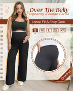 3 Pack Women's Maternity Lounge Pants Wide Leg Over The Belly Pregnancy Pajama Pants Loose Casual Trousers