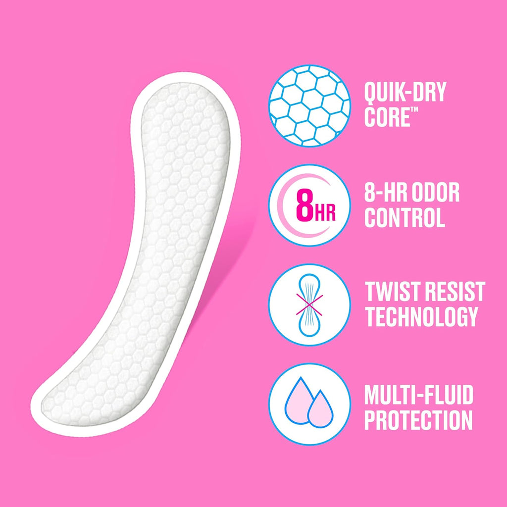 Carefree Regular Panty Liners, Extra Long, Unscented, 93ct, 8 Hour Odor Control