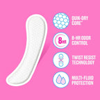 Carefree Regular Panty Liners, Extra Long, Unscented, 93ct, 8 Hour Odor Control