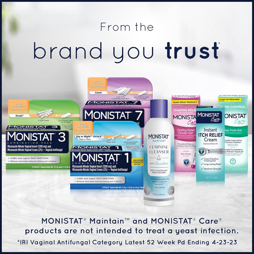 Monistat 3-Day Yeast Infection Treatment for Women, Miconazole Cream, 3 Prefilled Applicators