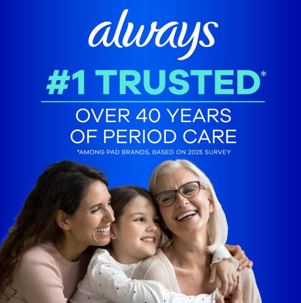 Always Ultra Thin Pads with Wings, Size 2, Long Super, 58 Count