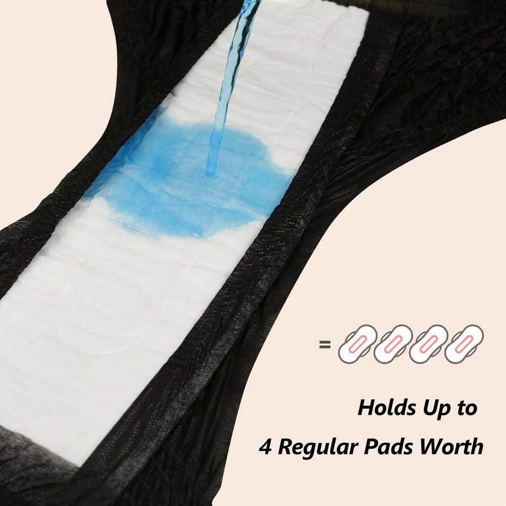 MOLLIS Disposable Period Underwear for Women, Postpartum Panties, Maternity Knickers Heavy Flow Leak Proof, Black, XXlarge, 8 Count