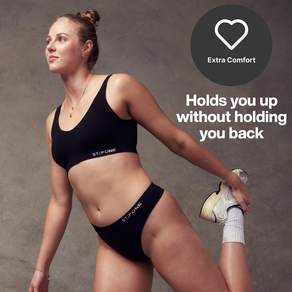 STEP ONE Smoothfit Bra. 3 Pack. Ultra-Soft Women's Everyday Bra, Lifts & Supports and Feels Invisible on, Breathable Bamboo Moisture Wicking with Removable Cups