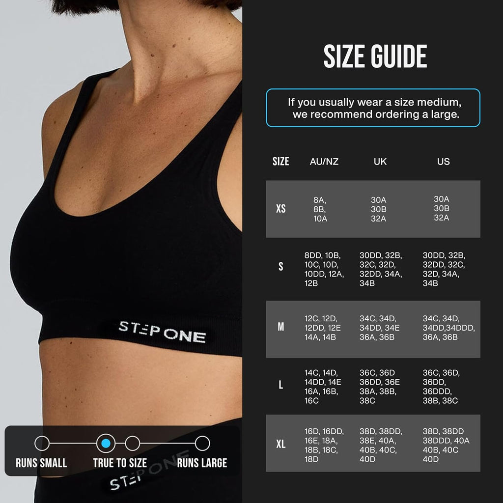 STEP ONE Smoothfit Bra. 3 Pack. Ultra-Soft Women's Everyday Bra, Lifts & Supports and Feels Invisible on, Breathable Bamboo Moisture Wicking with Removable Cups
