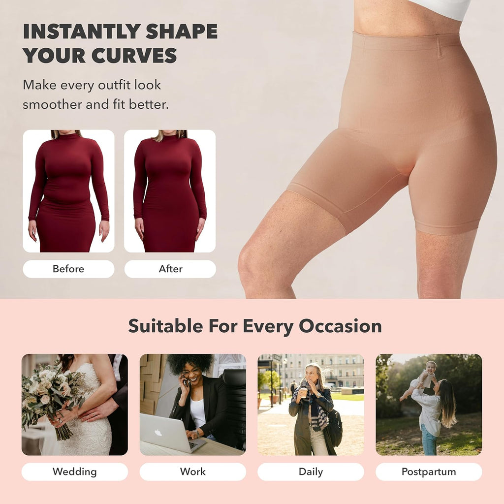 SHAPERMINT High Waisted Body Shaper Shorts Shapewear for Women Tummy Control Thigh Slimming Technology