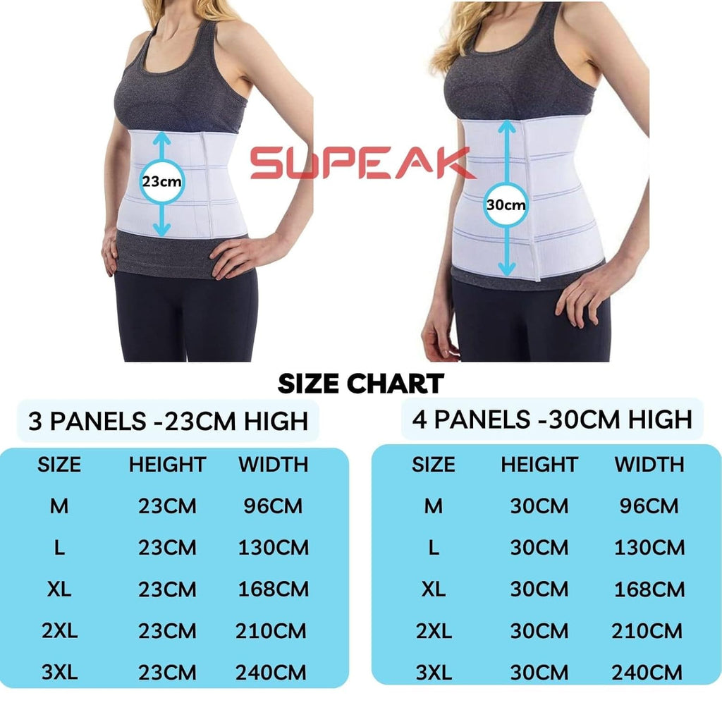 Abdominal Binder Post Surgery - Bariatric Stomach Band Wrap - Hernia Support Belt for Women and Men - Obesity Girdle Great for Liposuction, Tummy Tuck, Postpartum, C-Section, Hernia (4 Panels - 30cm High, M)