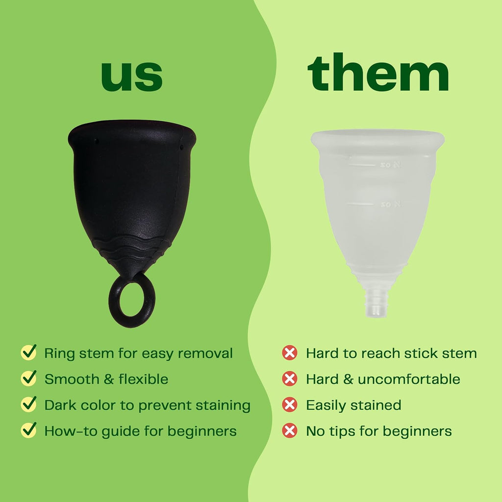 Viv for Your V Large Premium Menstrual Cups for Heavy Flow, Ring Stem Easy Removal, Soft Tampon Alternative for Active Lifestyle, Comfortable 12 Hour Wear, Medical-Grade Silicone Reusable Period Cup