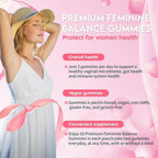 Feminine Balance Gummies for Daily Wellness with Probiotics & Multivitamins, Vegan Hawaiian Pineapple Flavor, Gluten Free, 60 Gummies.