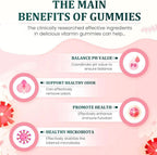Feminine Balance Gummies for Daily Wellness with Probiotics & Multivitamins, Vegan Hawaiian Pineapple Flavor, Gluten Free, 60 Gummies.
