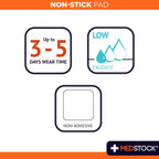 MEDSTOCK Non-Stick Pad, 5CM X 5CM, 50 Count, Gauze Pad Dressing, Non-Stick Wound Care, Surgical Grade, Fragile Tissue Protection, High Absorption, Porous Film Skin Contact Layer, Non Woven Fabric