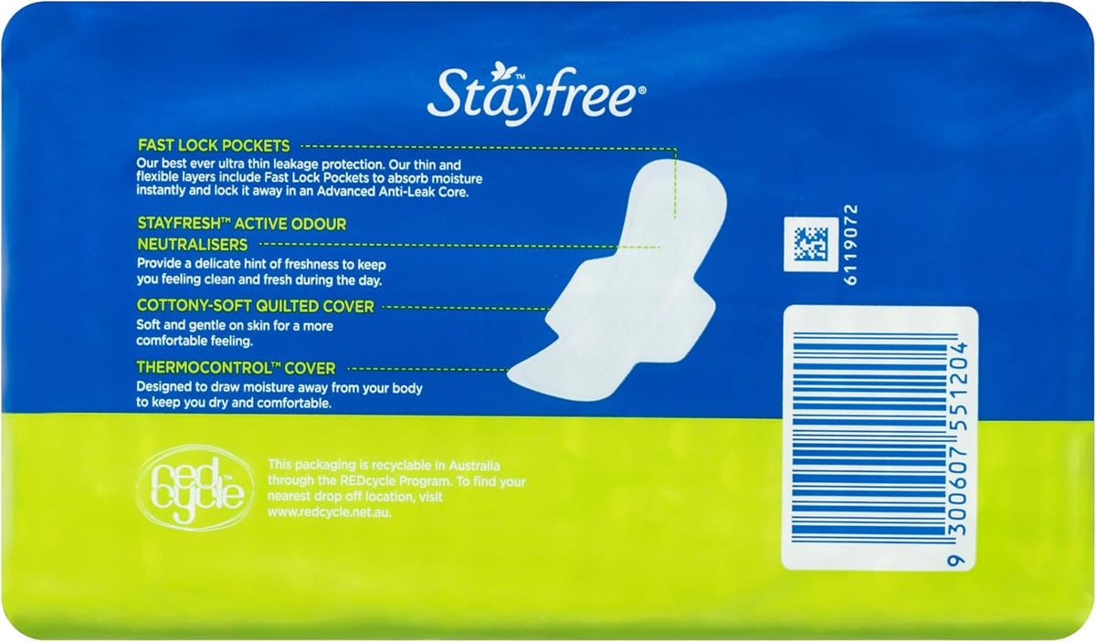 Stayfree Ultra Thin Regular Pads With Wings 60 Pack