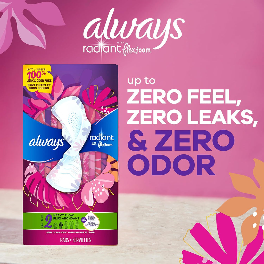Always Infinity Feminine Pads with Wings for Women, Size 5, Extra Heavy Overnight, Unscented, 22 Count - Pack of 3 (66 Count Total)
