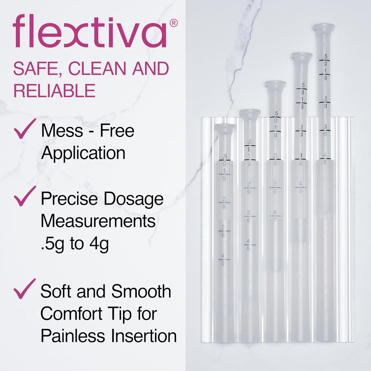 Disposable Plastic Vaginal Cream Applicators - Threaded End to Fit OTC Gel or Cream Products - Accurate Dosage Markings Measurements - 20 Pack