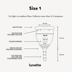 Lunette Menstrual Cup Reusable BPA Free Period Cup with 12-Hour Leak Free Comfort - Soft 100% Medical-Grade Silicone - Eco-Friendly Pad & Tampon Alternative – Vegan - Made in Finland - Size 1 Blue