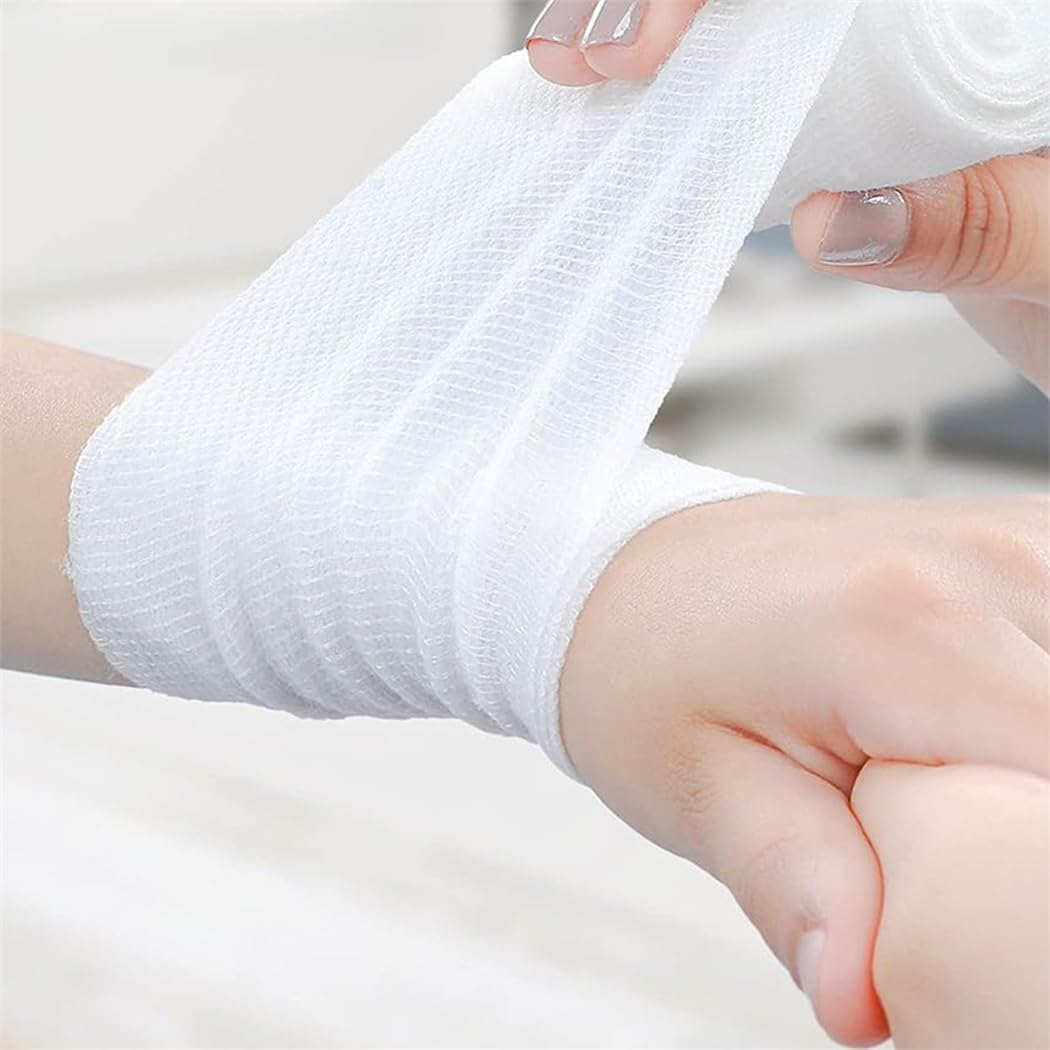 10 Roll Gauze Bandage Rolls Elastic Stretch Gauze Rolls Medical Gauze Stretch Roll Tape Self-Adherent Tape Pressure Wrap Bandage Rolls First Aid Tape Conforming Stretch Gauze Bandage Rolls,7.5cmx4.5m