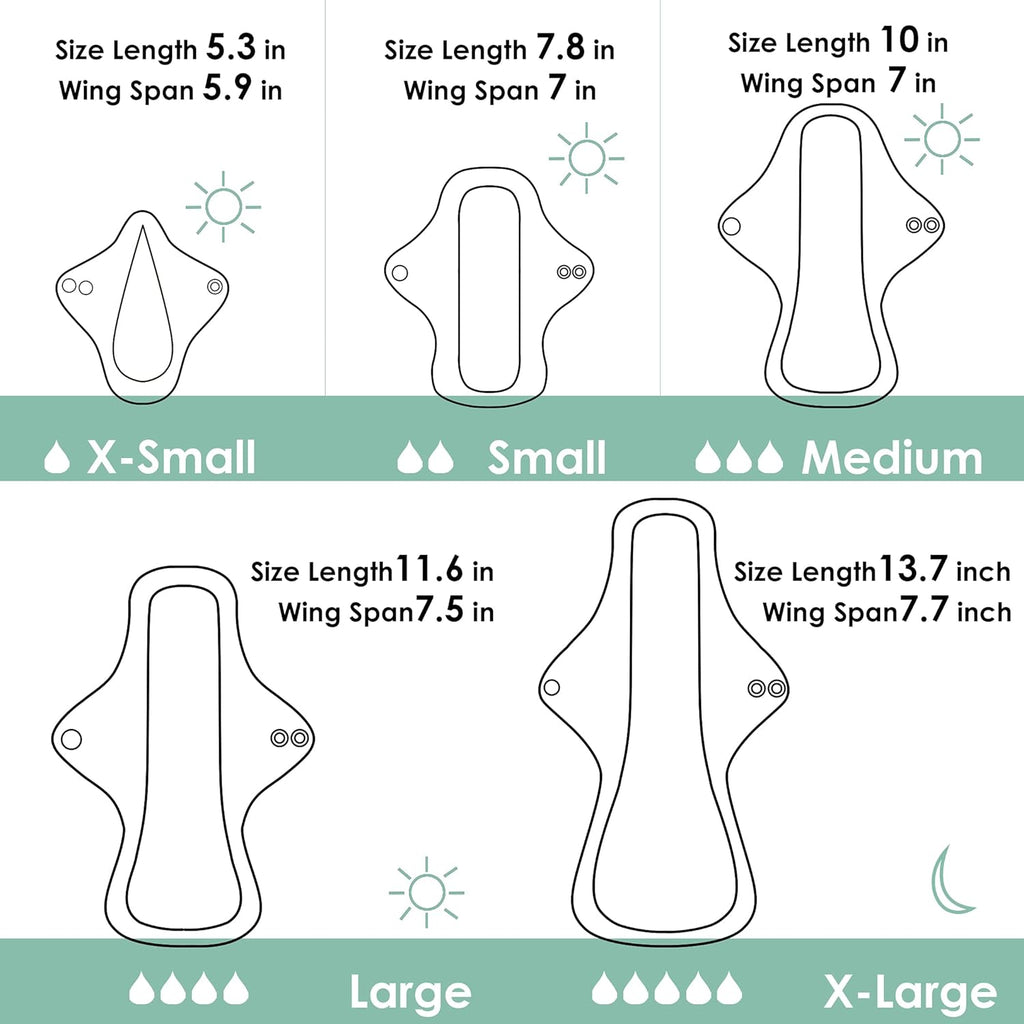 6 PCs Reusable Menstrual Pads, Ultra Absorbent Cotton Cloth Pads for Light / Heavy Flow,Cotton Sanitary Pads for Teens, Women, Nonslip Panty Liners + 1 pc Wet Bag (Mustard Yellow, Grey, Beige, M)