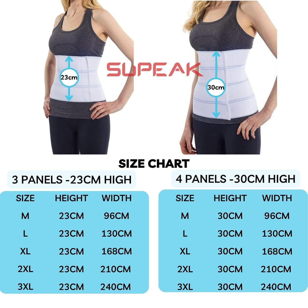Abdominal Binder Post Surgery - Bariatric Stomach Band Wrap - Hernia Support Belt for Women and Men - Obesity Girdle Great for Liposuction, Tummy Tuck, Postpartum, C-Section, Hernia (4 Panels - 30cm High, L)