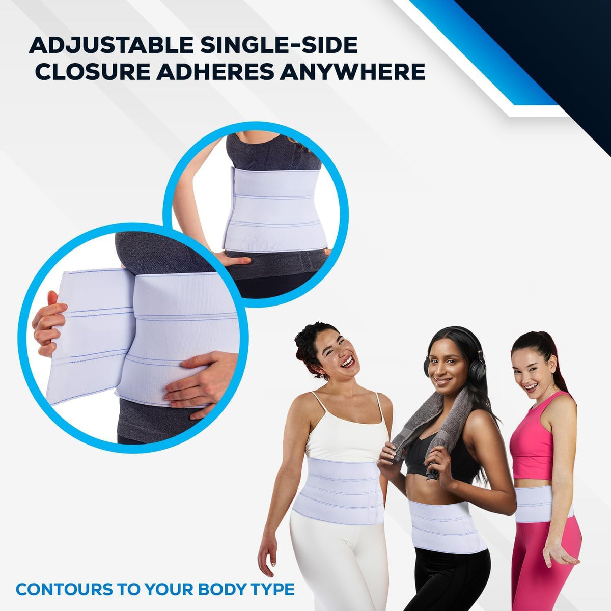 Abdominal Binder Post Surgery - Bariatric Stomach Band Wrap - Hernia Support Belt for Women and Men - Obesity Girdle Great for Liposuction, Tummy Tuck, Postpartum, C-Section, Hernia (4 Panels - 30cm High, L)