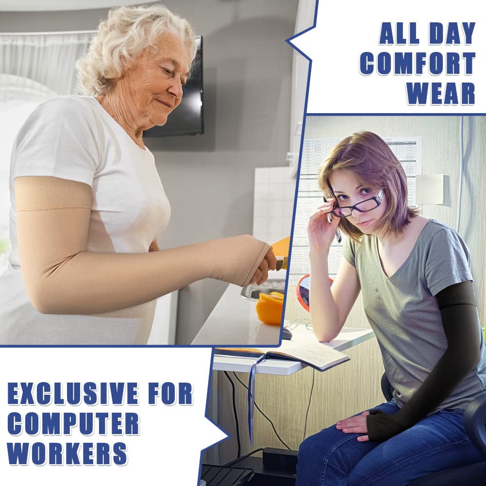 beister Lymphedema Medical Compression Arm Sleeve with Gauntlet for Men & Women (Single), 20-30 mmHg Full Arm Support