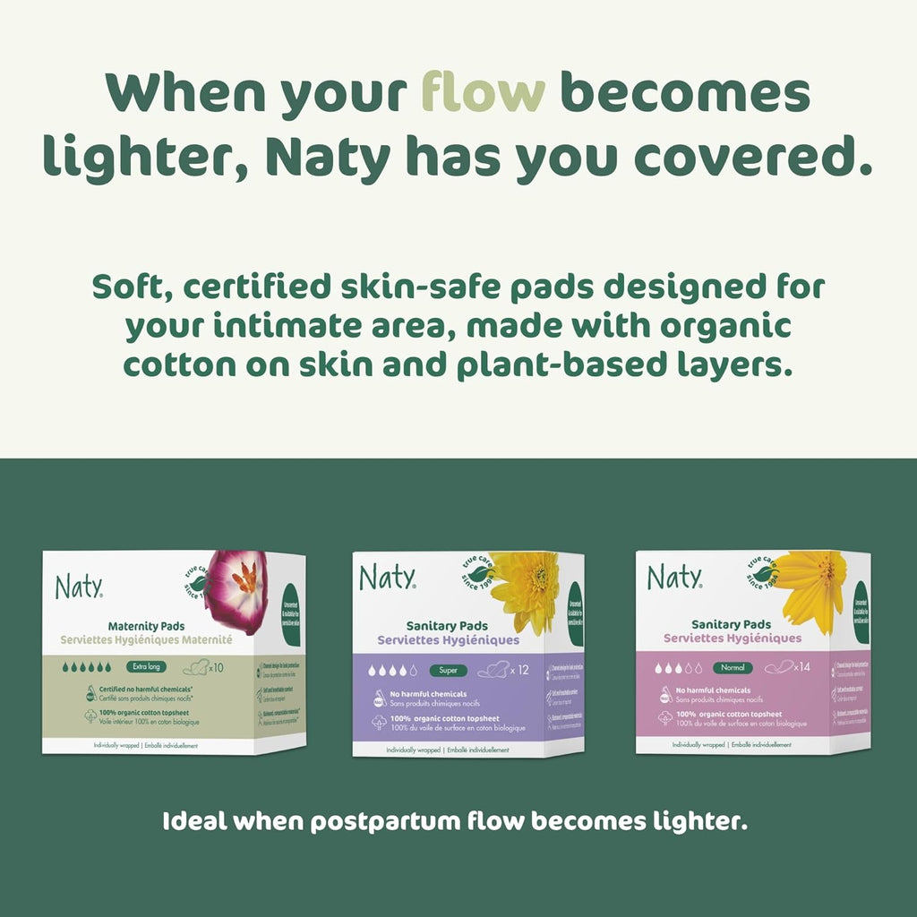 Naty Bed Protectors Organic Postpartum 10 pieces