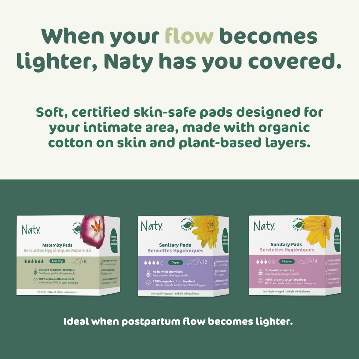 Naty Bed Protectors Organic Postpartum 10 pieces