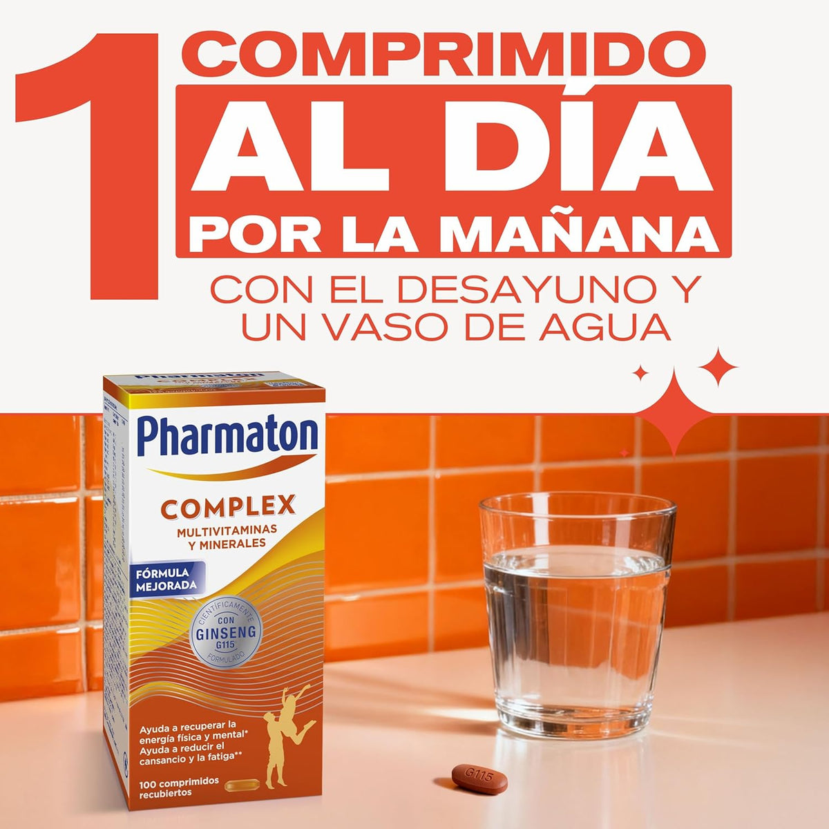 Pharmaton Complex - Multivitamin with Ginseng G115-100 Tablets - Physical & Mental Energy - Vitamins for Fatigue