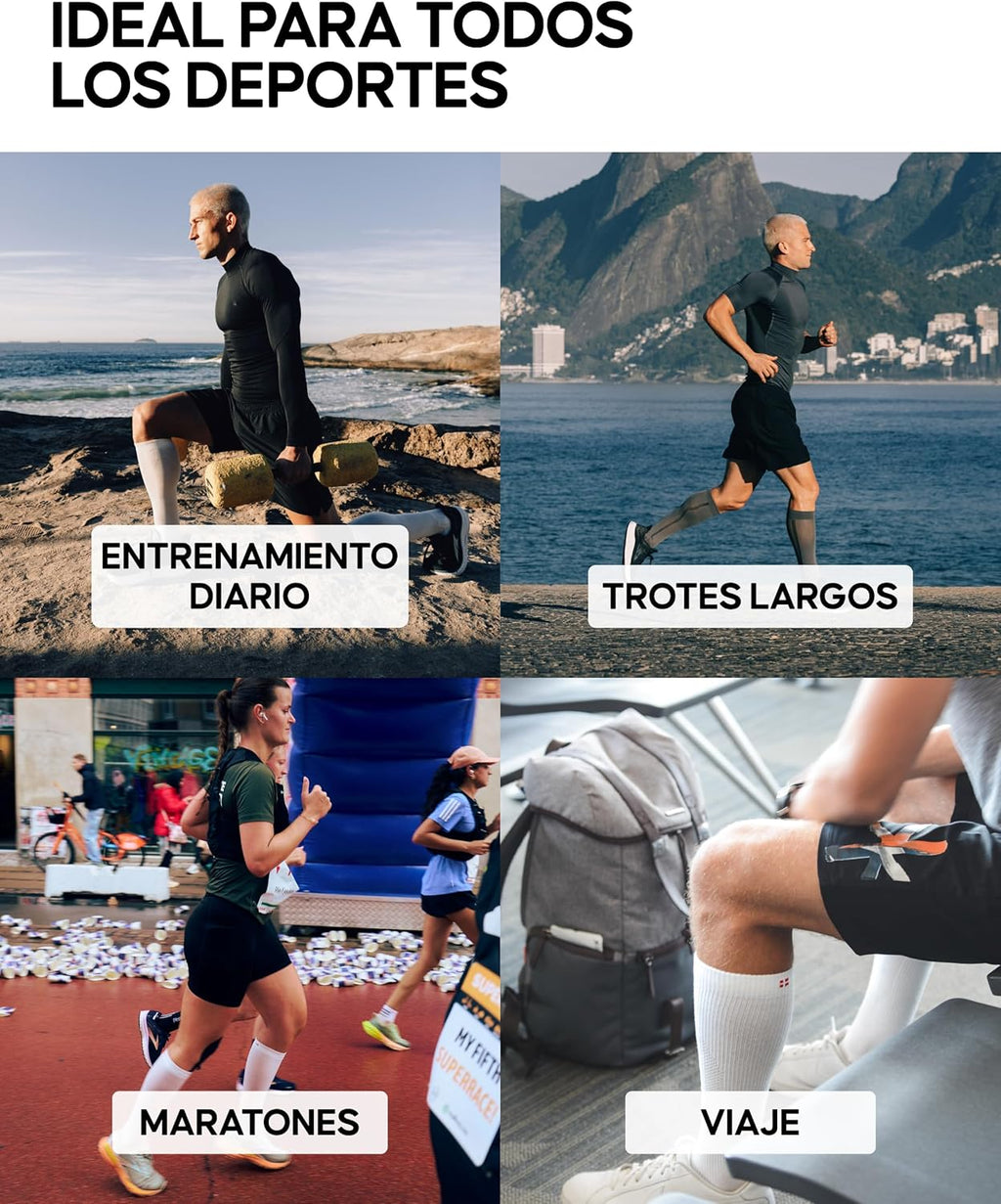 DANISH ENDURANCE Premium Compression Sleeve for Running, Quick-Drying, for Men and Women, 1 or 3 Pack