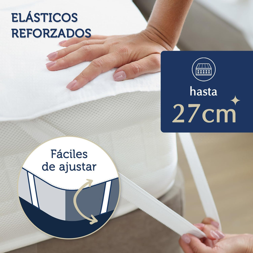 Waterproof and breathable mattress protector 135 x 190 cm - Cover with 4 elastic corners Eco-responsible Oeko-Tex certified