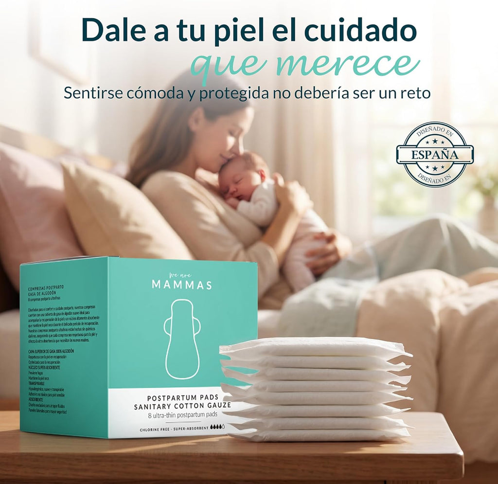 Postpartum Pads Cotton 100 Per Hundred 32 Units Ultra Absorbent Hypoallergenic Chlorine Free Postnatal Pads Maternity Soft Protection Postpartum Recovery Hygiene Intimate Breast
