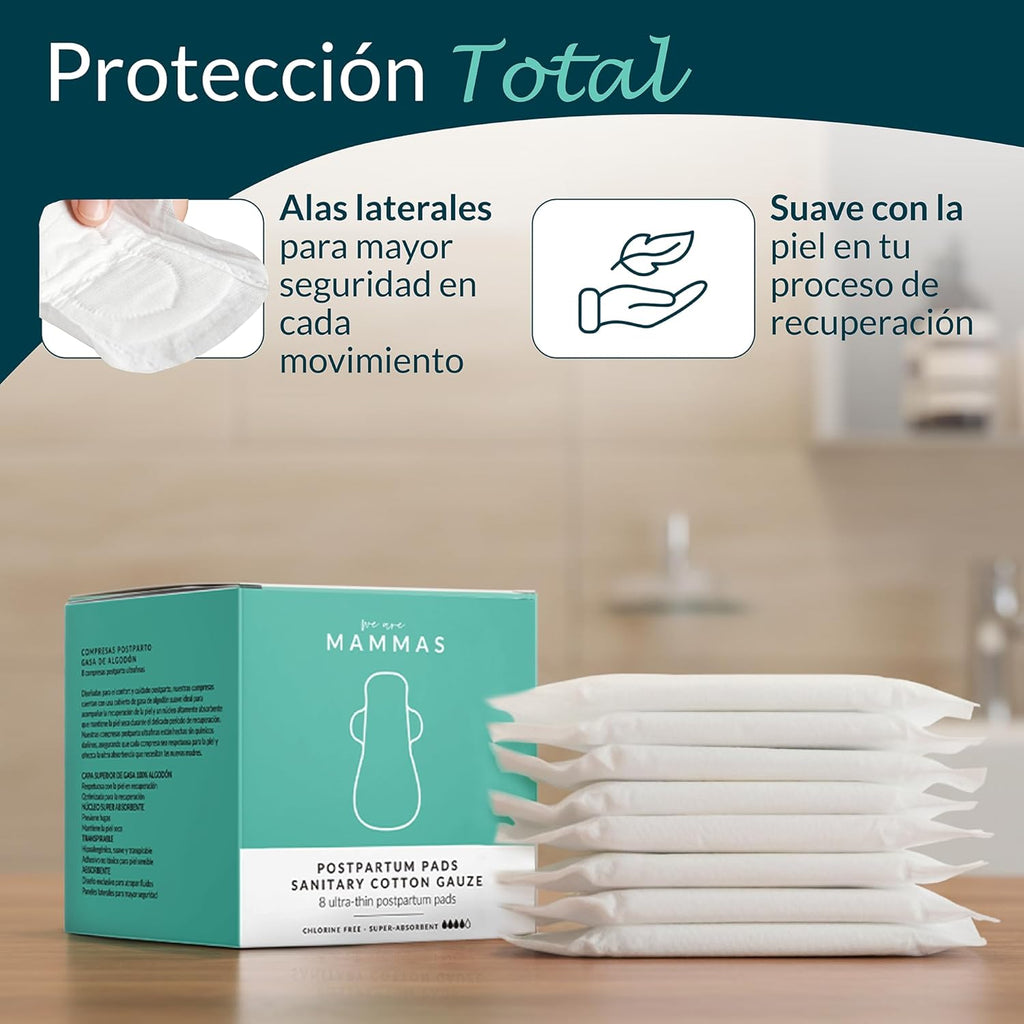 Postpartum Pads Cotton 100 Per Hundred 32 Units Ultra Absorbent Hypoallergenic Chlorine Free Postnatal Pads Maternity Soft Protection Postpartum Recovery Hygiene Intimate Breast