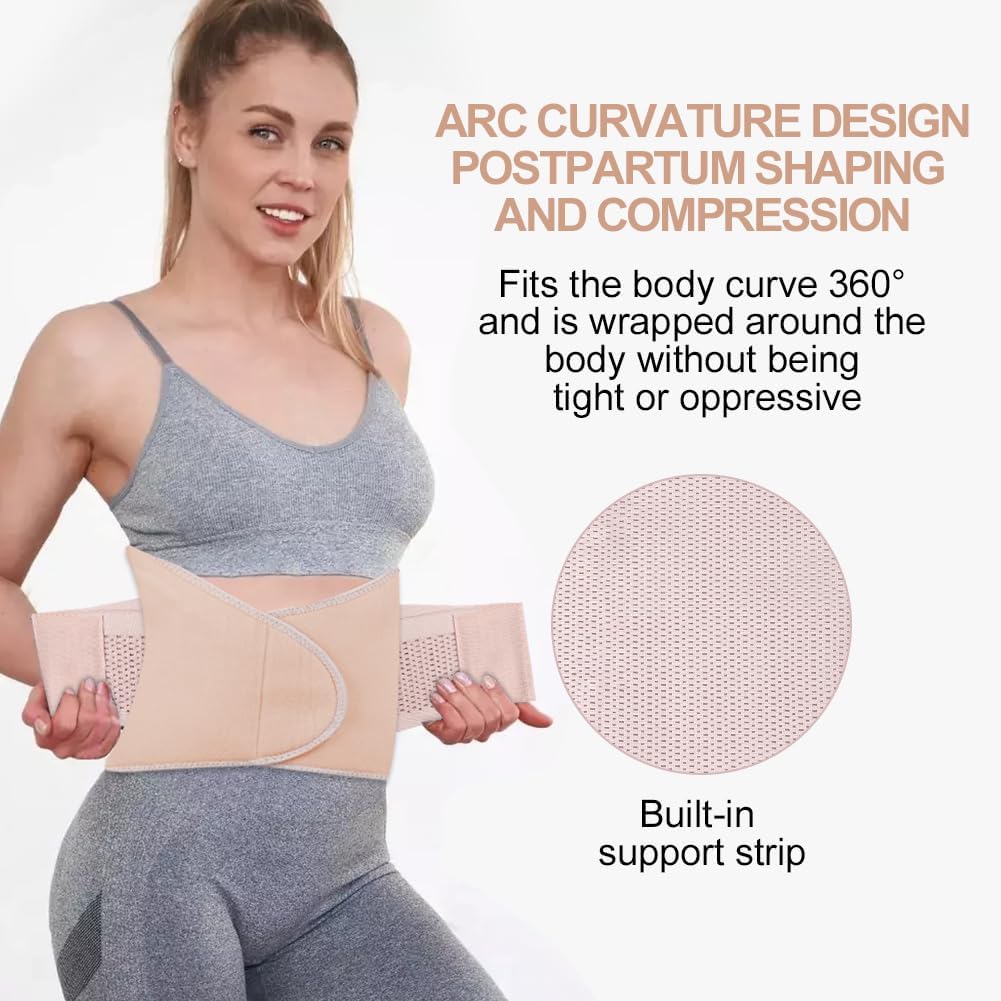 Postpartum Abdominal Belt, Postpartum Recovery Belt, Pregnant Belt with Double Adjustment Straps, Breathable Pregnancy Girdle, Postpartum Girdle (Beige)