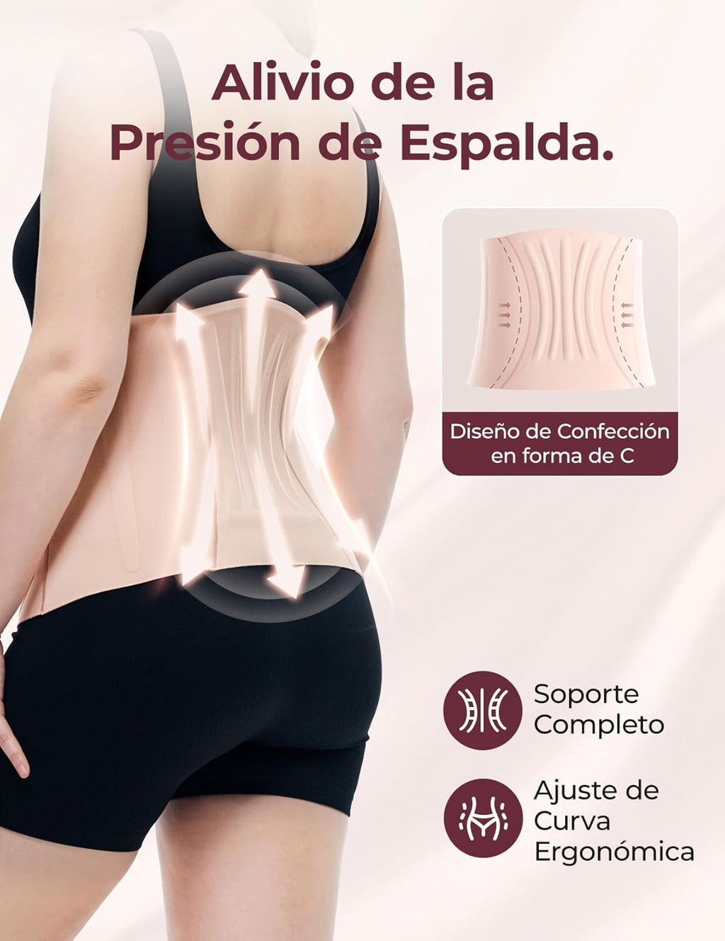momcozy Ergowrap Postpartum Abdominal Recovery, Postpartum Caesarean Girdle with 3D Compression and Lumbar Support, Invisible Lumbar Band for Women, Soft and Breathable, Oyster Pink