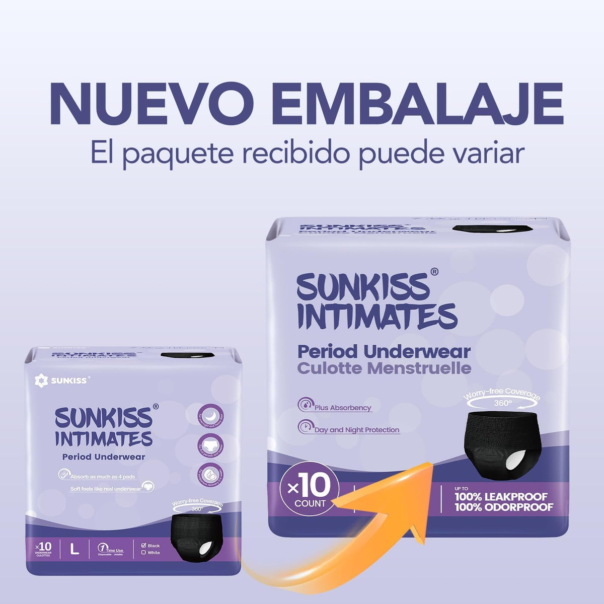 Disposable Menstrual Panties for Women with Abundant Flow, Women's Leakproof Postpartum Panties, Black, Size L, 10 Pack